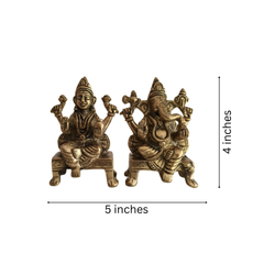 Brass Idols of Lakshmi and Ganesha