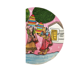 Cheriyal Art Bathukamma Festival Painting – Round Village Life Wall Decor wall decor