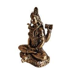 Lord Shiva Meditating Statue - Mahadev Idol with Trishul Brass Artwork