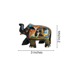 Hand-Painted Black Elephant Figurine with Traditional Indian Art