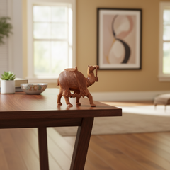 Intricately Hand-Carved Wooden Camel | Rustic Home Decor Piece