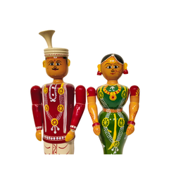 Sacred Union – Etikoppaka Wooden Bride and Groom in Traditional Attire