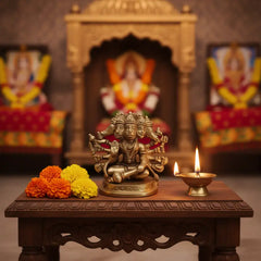 Brass Panchmukhi Hanuman Idol – Five-Faced Protector for Strength and Victory Brass Ware