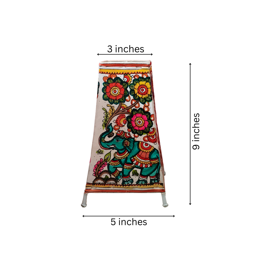 Regal Elephant Blossom – Leather Puppetry Artwork | Bed Lamp Leather Paintings