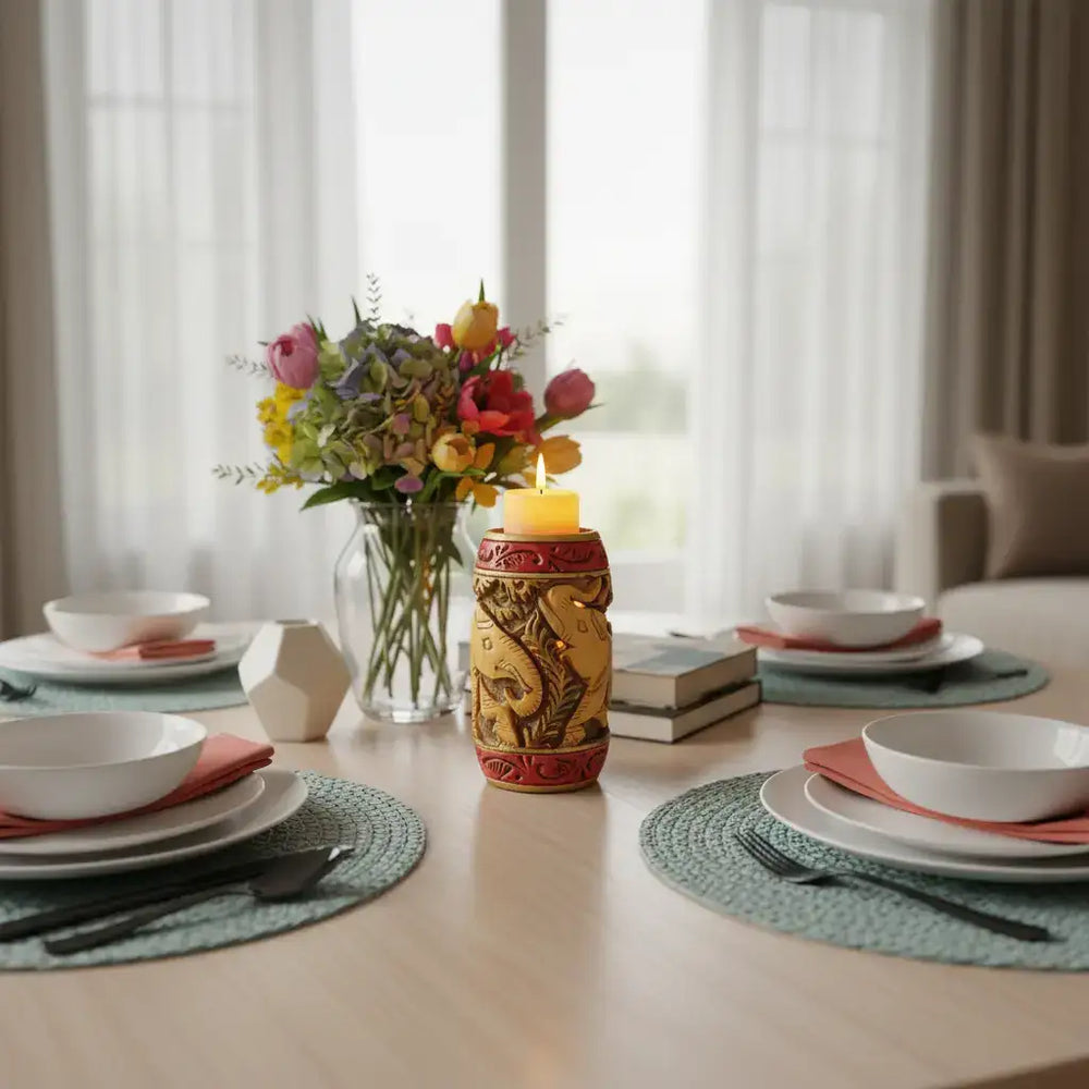 Handmade Wooden Candle Vase – Rustic Home Decor Accent maruthi handicrafts