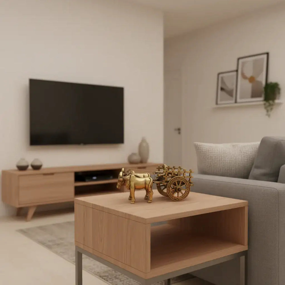 Brass Bullock Cart Figurine with Covered Canopy | Traditional Home Decor Showpiece Brass Ware