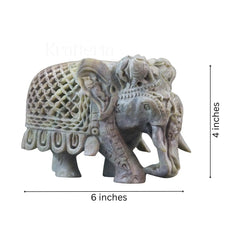Pair of Elephants in Soft Stone – Intricate Jali Carving Handcrafted Artwork Bachcha Lal