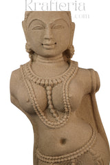 Celestial Muse - A Sandstone Sculpture of Feminine Grace