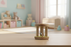 Safe wooden rattle for kids with non-toxic finish
