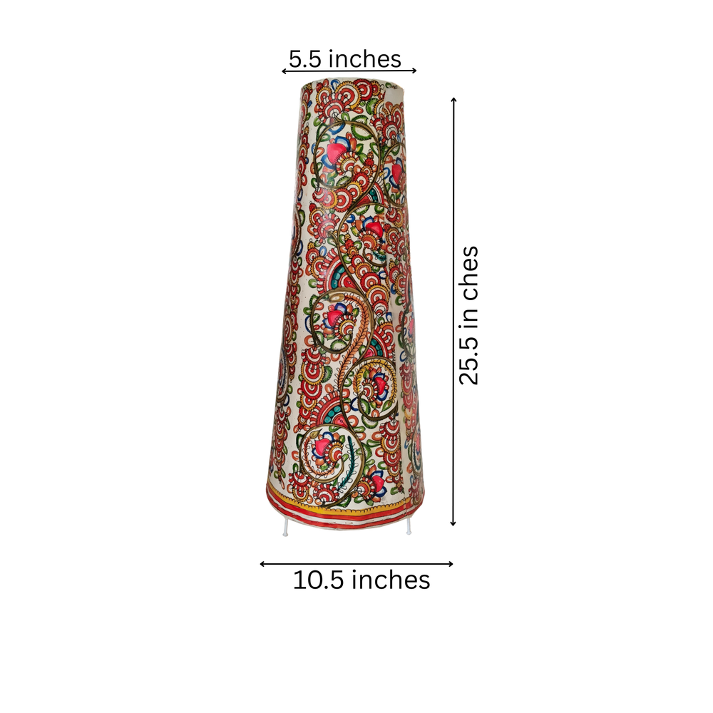 Leather Lamp with Intricate All-Over Floral and Paisley Patterns Leather Paintings
