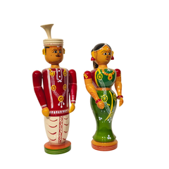 Sacred Union – Etikoppaka Wooden Bride and Groom in Traditional Attire