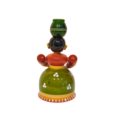 Graceful Water Carrier - Handcrafted Etikoppaka Wooden Village Woman with Pot