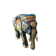 Black Painted Wooden Mughal Elephants – Elegant Decorative Figurines maruthi handicrafts