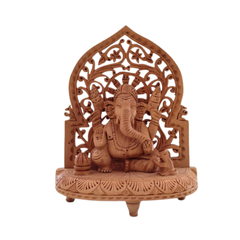 Wooden Lord Ganesh Jali Idol | Artisan Spiritual Sculpture