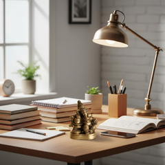 Brass idol showing Lord Shiva seated with his son, Lord Ganesha, seated near him, symbolizing the divine father-son bond.