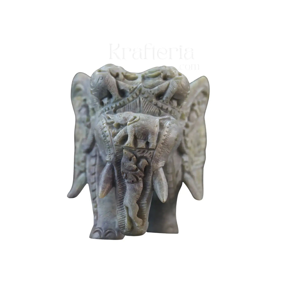 Pair of Elephants in Soft Stone – Intricate Jali Carving Handcrafted Artwork Bachcha Lal