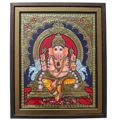 Thanjavur Style Ganesh Painting – Classic Cultural Decor Paintings