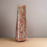 Leather Lamp with Intricate All-Over Floral and Paisley Patterns Leather Paintings