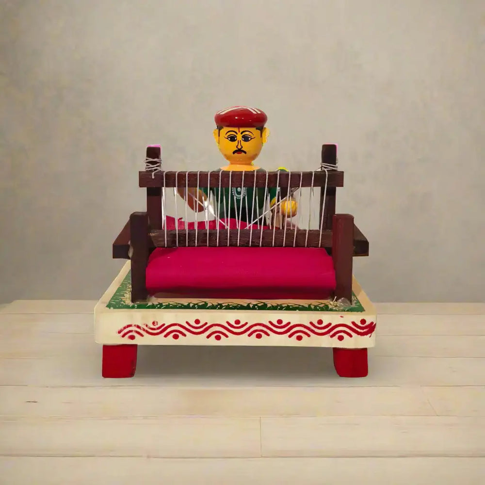 Etikoppaka Wooden Toy - Weaver at a Loom Etikoppaka Lacquerware