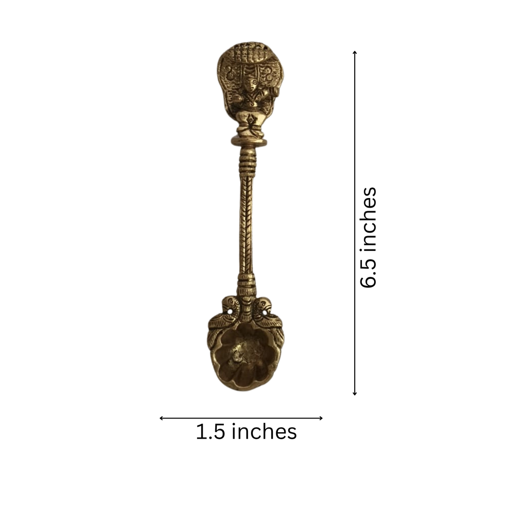 Brass Aarti Spoon Diya Lamp with Long Handle | Traditional Pooja Accessory Brass Ware