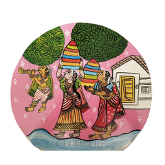 Cheriyal Art Bathukamma Festival Painting – Round Village Life Wall Decor wall decor