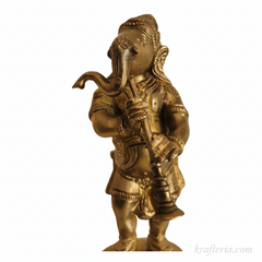 Brass Musical Ganesha Statue for Home Temple & Spiritual Decor Brass Artwork