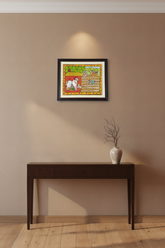 Hand-Painted Cheriyal Painting - Paddy Harvest & Cattle Care Cheriyala Painting