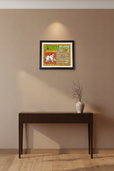 Hand-Painted Cheriyal Painting - Paddy Harvest & Cattle Care Cheriyala Painting