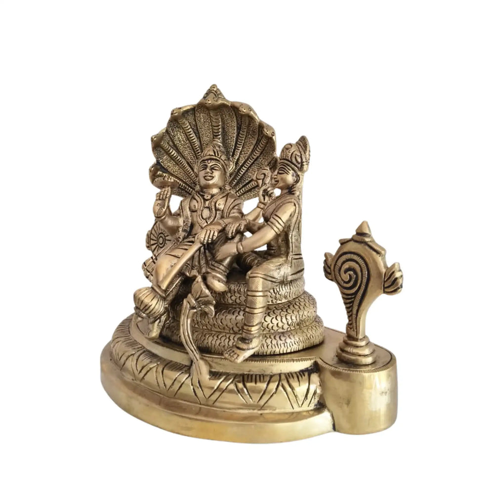 Brass Lord Vishnu and Lakshmi on Sheshnag Idol Brass Ware