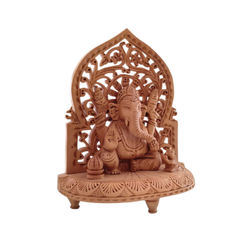 Wooden Lord Ganesh Jali Idol | Artisan Spiritual Sculpture maruthi handicrafts