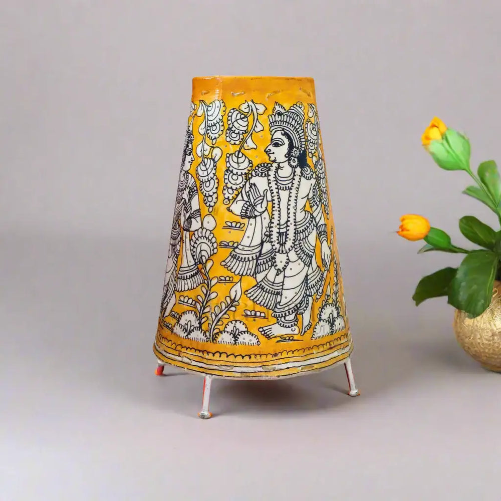 Kalamkari Hand-Painted Puppetry Lamp | Bed Lamp Leather Paintings