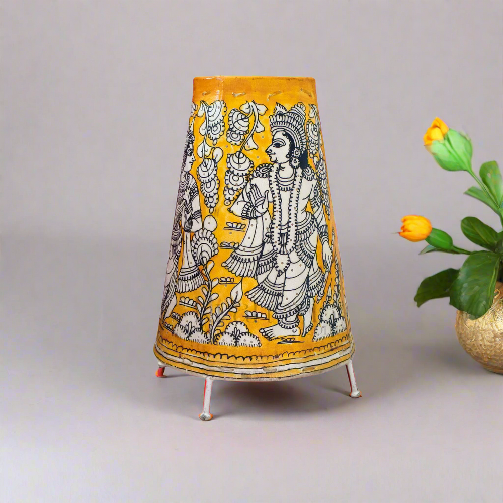 Kalamkari Hand-Painted Puppetry Lamp | Bed Lamp Leather Paintings