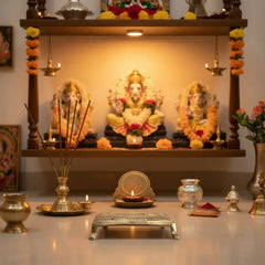 Square Brass Puja Pedestal with Filigree Design Brass Ware