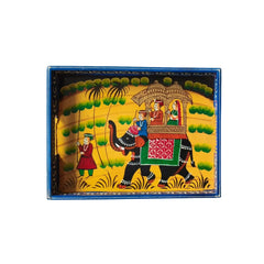 Royal Elephant Procession Hand-Painted Wooden Drawer Box Wood Decorative