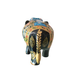 Black Painted Wooden Mughal Elephants – Elegant Decorative Figurines maruthi handicrafts