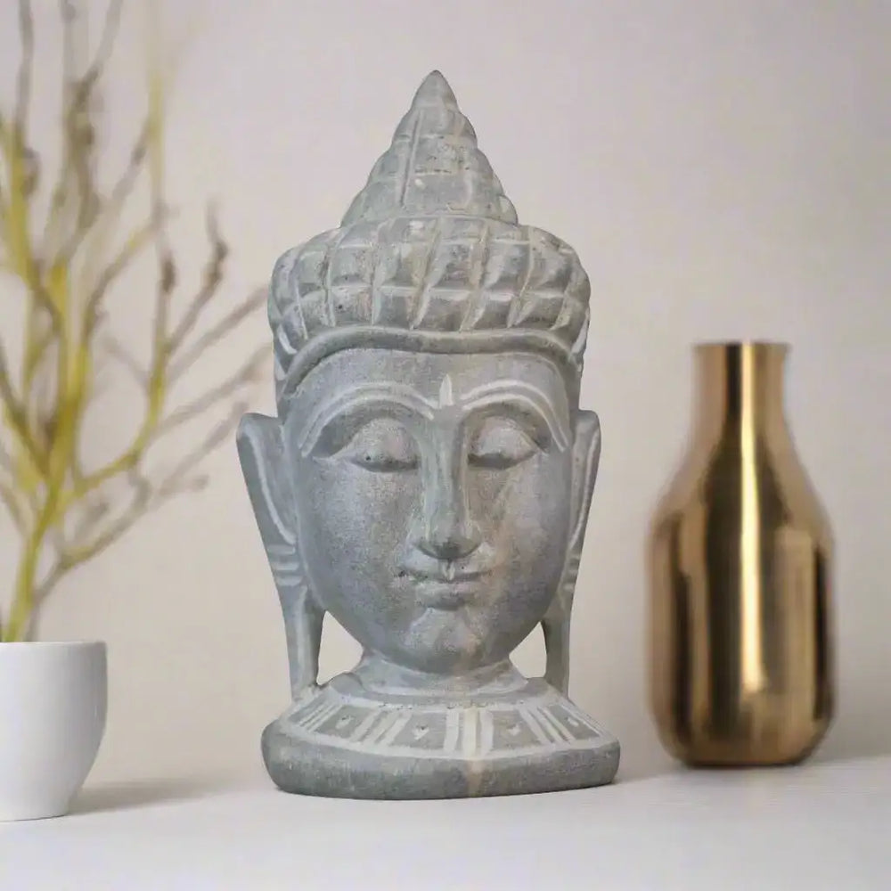 Hand-Carved Buddha Face – Soft Stone Meditation Decor belur shanker
