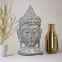 Hand-Carved Buddha Face – Soft Stone Meditation Decor belur shanker