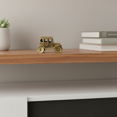 Brass Car Figurine | Handcrafted Antique Model Car Collectible Decor