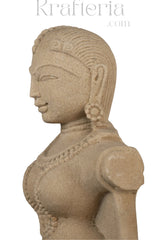 Celestial Muse - A Sandstone Sculpture of Feminine Grace