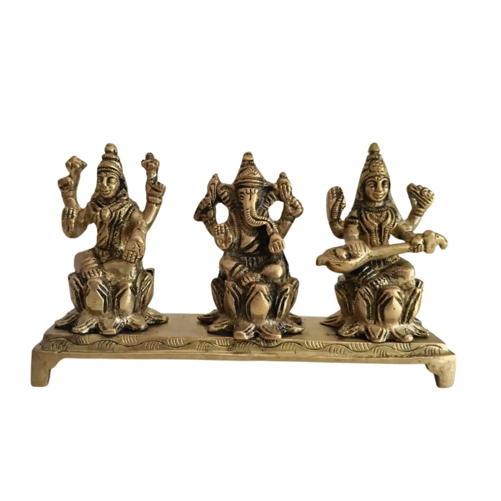 Brass Lakshmi Ganesha Saraswati Idol Set Brass Ware