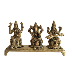 Brass Lakshmi Ganesha Saraswati Idol Set