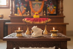 White marble Nandi statue for home temple