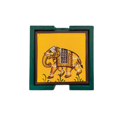 Hand-Painted Wooden Tea Coasters | Set of Decorative Drink Mats maruthi handicrafts