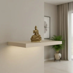 Brass Meditating Buddha Idol in Abhaya Mudra – Symbol of Peace Brass Ware