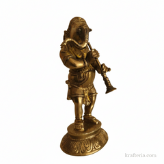 Brass Musical Ganesha Statue for Home Temple & Spiritual Decor Brass Artwork