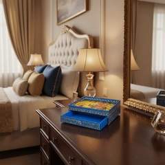 Royal Elephant Procession Hand-Painted Wooden Drawer Box