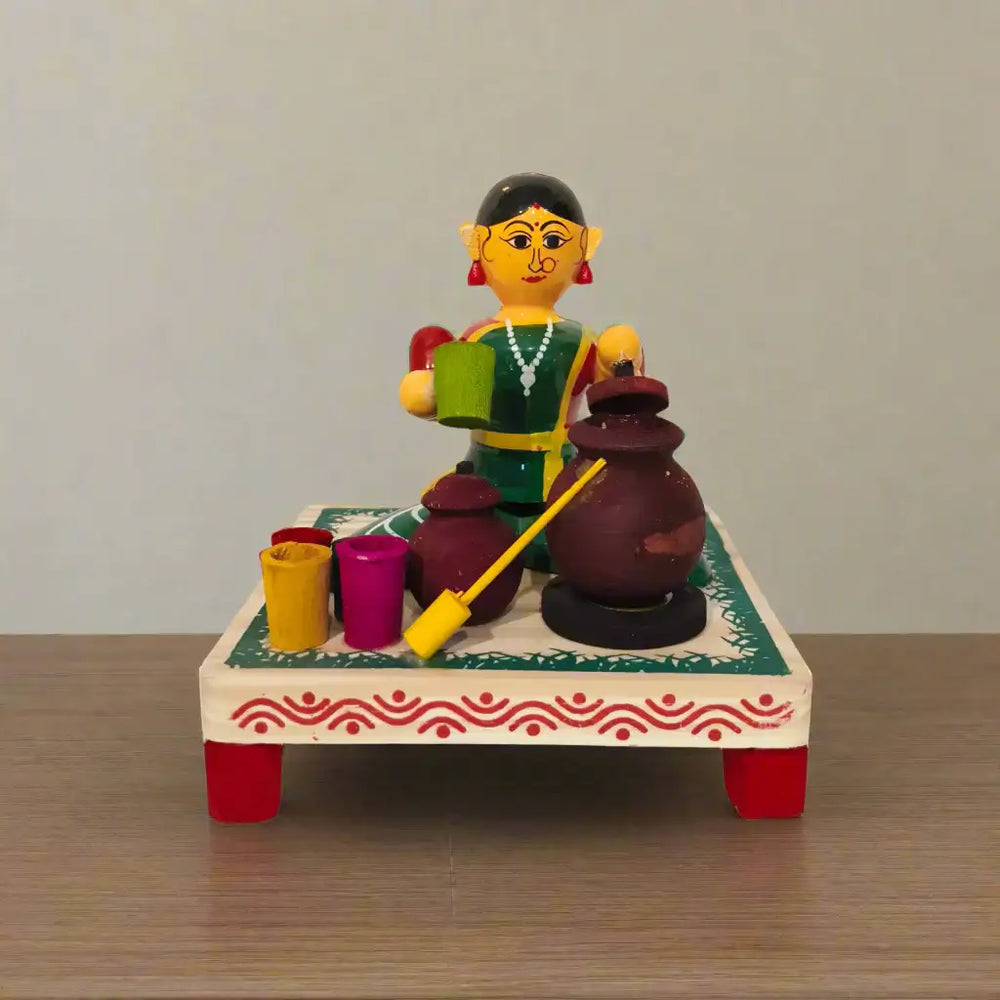 Wooden Matka Vendor of the Bazaar Etikoppaka Lacquerware