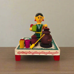 Wooden Matka Vendor of the Bazaar Etikoppaka Lacquerware