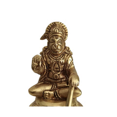 Brass Seated Lord Hanuman Idol – Gada-Bearer in Abhaya Mudra for Protection and Courage Brass Ware