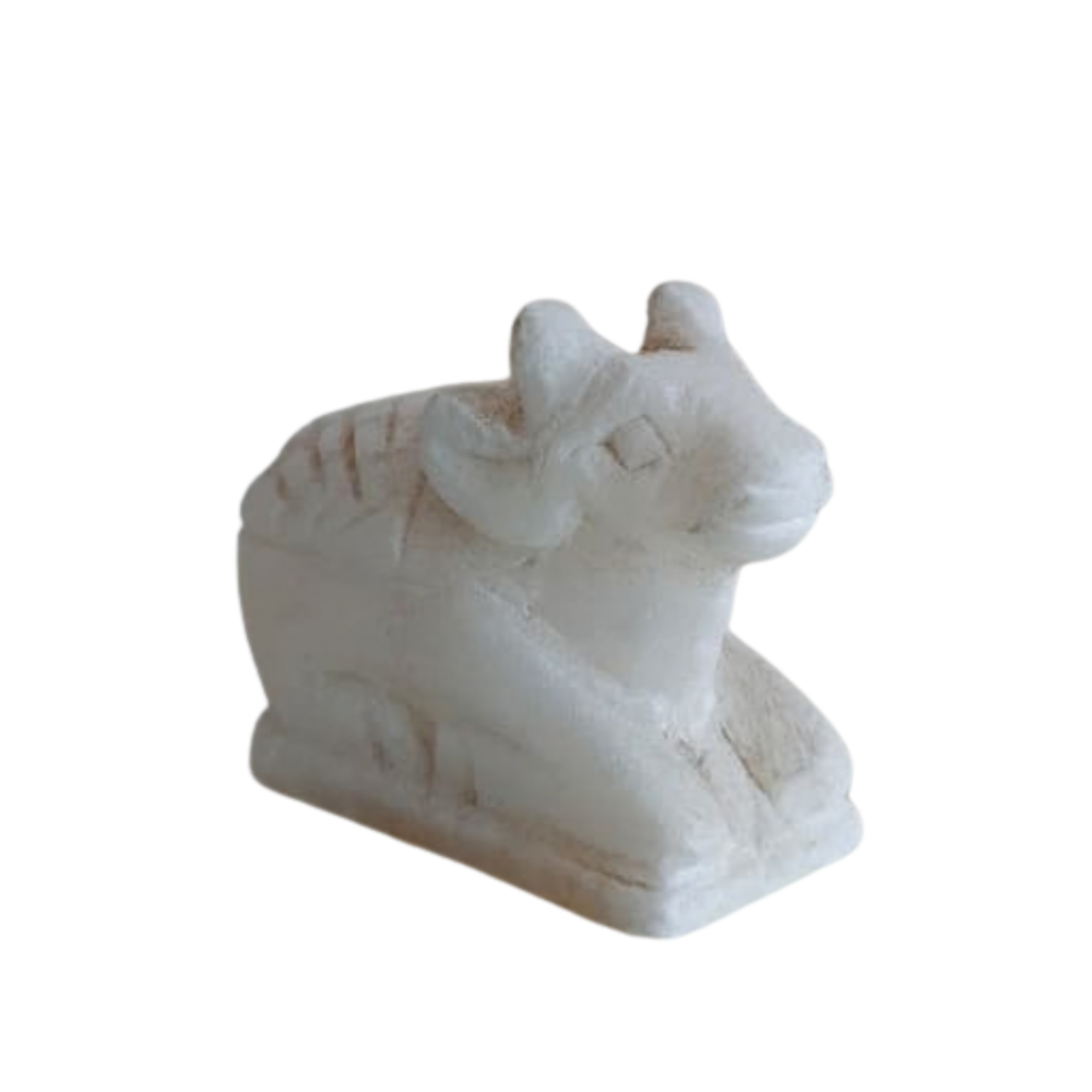 Decorative marble Nandi figurine for pooja room
